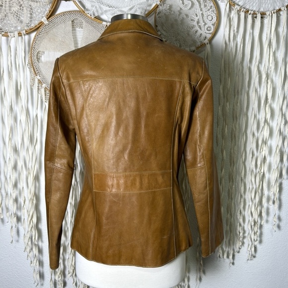 Mossimo Vintage Tan Leather Blazer Jacket Size M - Picture 4 of 13